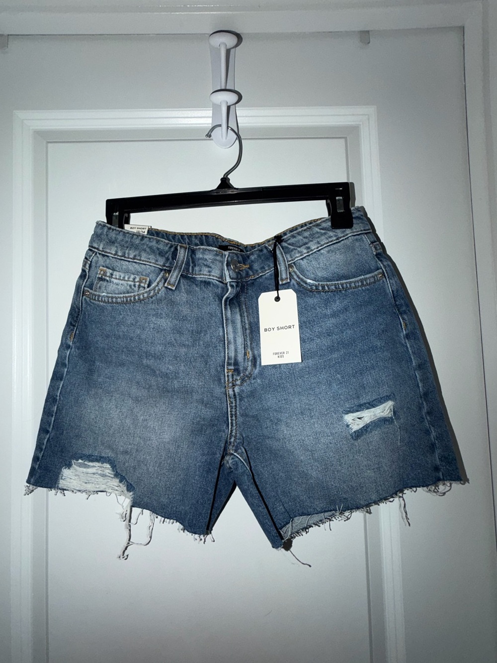 Forever 21 Distressed Denim Boyshorts - Blue